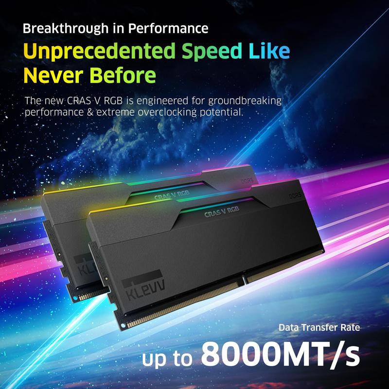 Memória RAM KLEVV CRAS V RGB DDR5 32GB (2x16GB) 6400MHz - Memória